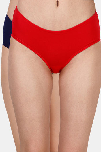 Buy Soie Medium Rise Full Coverage Bikini Panty (Pack of 2) - Assorted
